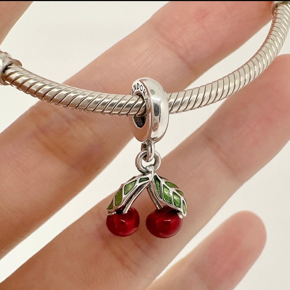 PANDORA Asymmetrical Cherry Fruit Dangle Charm